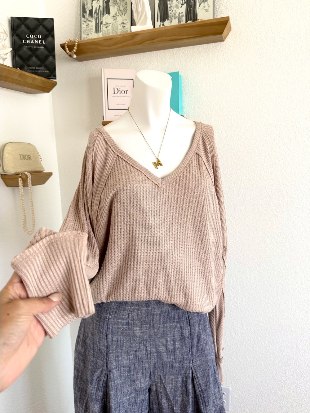 NWT Free People Santa Clara Thermal Top in Toasted Oats - SIZE XS